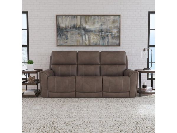 Flexsteel Carter Cappucino Power Reclining Sofa with Console & Power Headrests & Lumbar