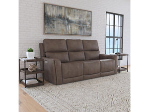 Flexsteel Carter Cappucino Power Reclining Sofa with Console & Power Headrests & Lumbar