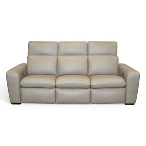 Flexsteel Sense Italian Leather Power Reclining Sofa with Power Headrest, Lumbar & Pulse in Greige
