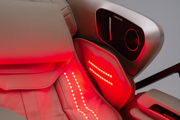 Cozzia 810 Quantum Regen 5D + 4D Massage Chair with Red Light Therapy in Champagne