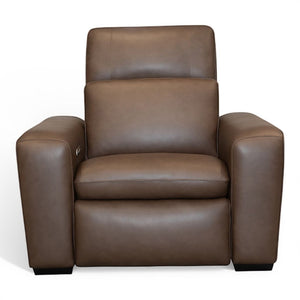 Flexsteel Sense Italian Leather Power Recliner with Power Headrest, Lumbar & Pulse in Espresso
