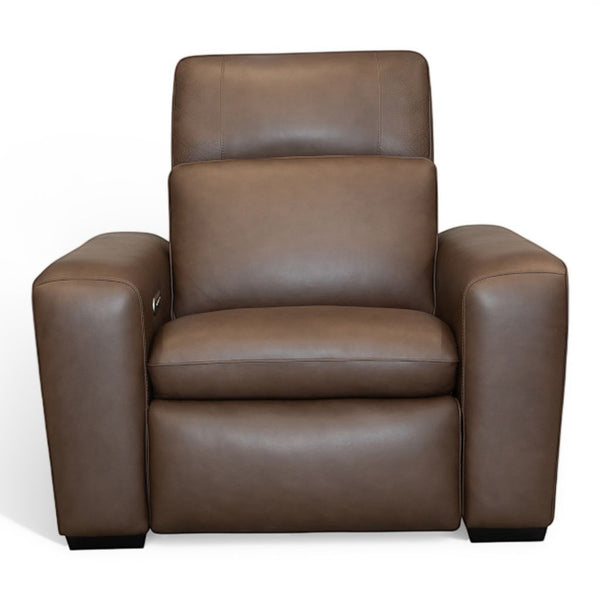 Flexsteel Sense Italian Leather Power Recliner with Power Headrest, Lumbar & Pulse in Espresso