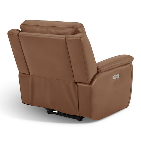 Flexsteel Sawyer Harvest Brown Leather Power Recliner with Power Headrest & Lumbar
