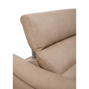 Flexsteel Harper Biscuit Leather Power Reclining Sofa with Power Headrests & Lumbar
