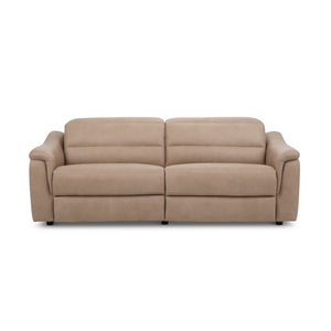 Flexsteel Harper Biscuit Leather Power Reclining Sofa with Power Headrests & Lumbar