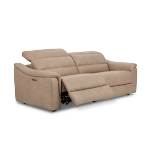 Flexsteel Harper Biscuit Leather Power Reclining Sofa with Power Headrests & Lumbar