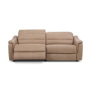 Flexsteel Harper Biscuit Leather Power Reclining Sofa with Power Headrests & Lumbar