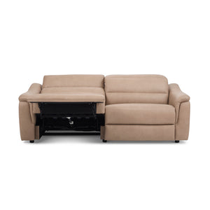 Flexsteel Harper Biscuit Leather Power Reclining Sofa with Power Headrests & Lumbar