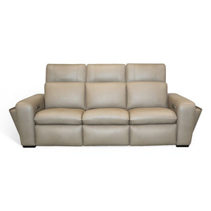 Flexsteel Sense Italian Leather Power Reclining Sofa with Power Headrest, Lumbar & Pulse in Greige