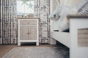Seawinds Islamorada Clean White & Grey 1-Drawer 2-Door Electrified Coastal Nightstand