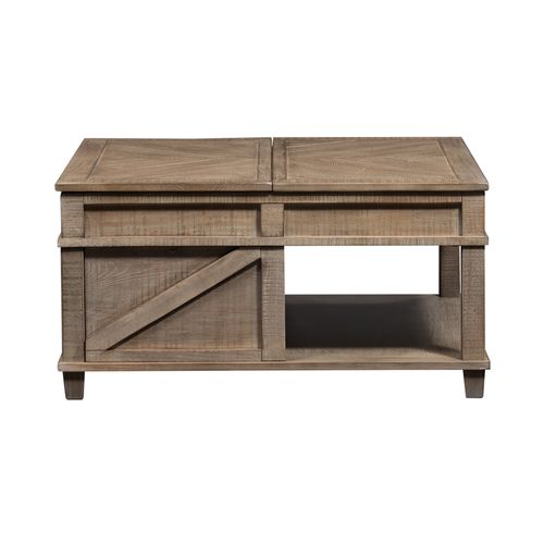 Liberty Furniture Parkland Falls Weathered Taupe Square Lift-Top Cocktail Table
