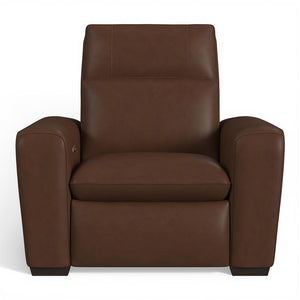 Flexsteel Sense Italian Leather Power Recliner with Power Headrest, Lumbar & Pulse in Espresso