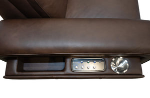 Flexsteel Sense Italian Leather Power Recliner with Power Headrest, Lumbar & Pulse in Espresso