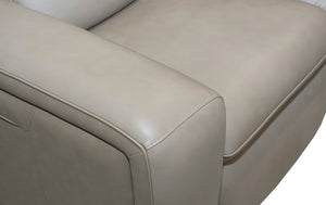 Flexsteel Sense Italian Leather Power Reclining Sofa with Power Headrest, Lumbar & Pulse in Greige