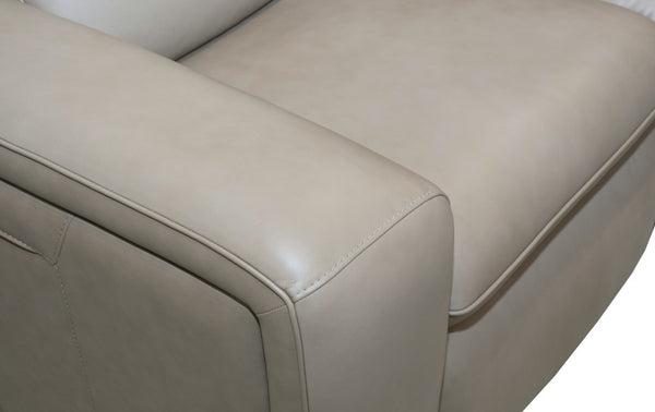Flexsteel Sense Italian Leather Power Reclining Sofa with Power Headrest, Lumbar & Pulse in Greige