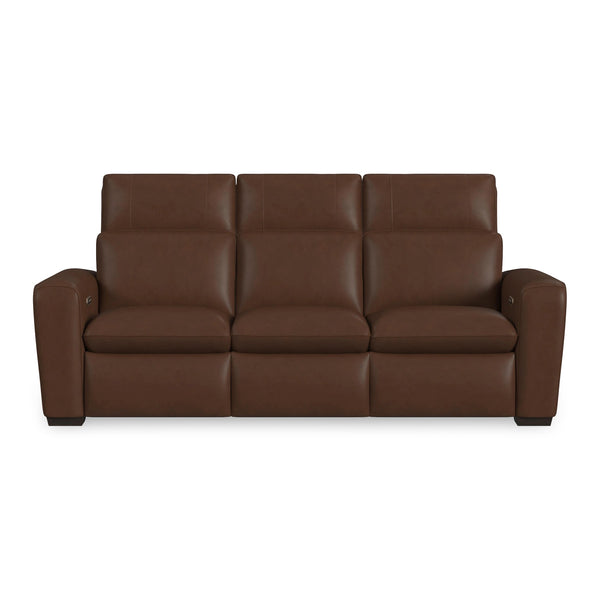 Flexsteel Sense Italian Leather Power Reclining Sofa with Power Headrest, Lumbar & Pulse in Espresso
