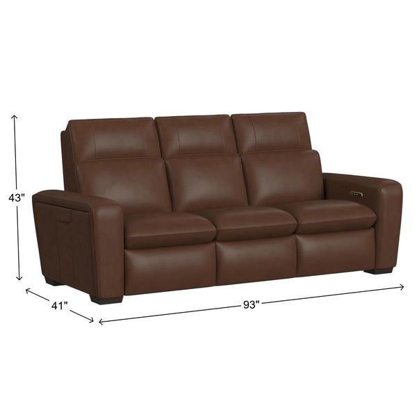 Flexsteel Sense Italian Leather Power Reclining Sofa with Power Headrest, Lumbar & Pulse in Espresso