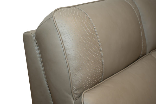 Flexsteel Sense Italian Leather Power Reclining Sofa with Power Headrest, Lumbar & Pulse in Greige