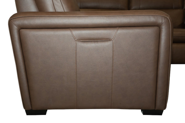 Flexsteel Sense Italian Leather 6-Piece Power Reclining Sectional with Console, Power Headrests, Lumbar & Pulse Immersive Audio in Espresso