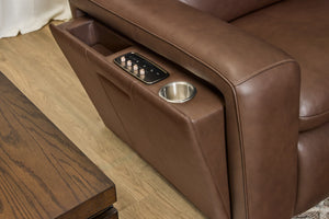Flexsteel Sense Italian Leather 6-Piece Power Reclining Sectional with Console, Power Headrests, Lumbar & Pulse Immersive Audio in Espresso