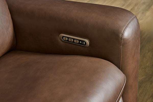 Flexsteel Sense Italian Leather 6-Piece Power Reclining Sectional with Console, Power Headrests, Lumbar & Pulse Immersive Audio in Espresso