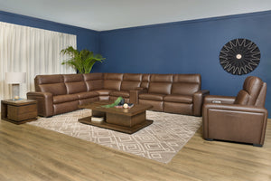 Flexsteel Sense Italian Leather Power Recliner with Power Headrest, Lumbar & Pulse in Espresso