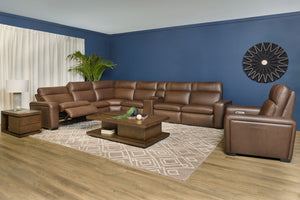 Flexsteel Sense Italian Leather Power Recliner with Power Headrest, Lumbar & Pulse in Espresso