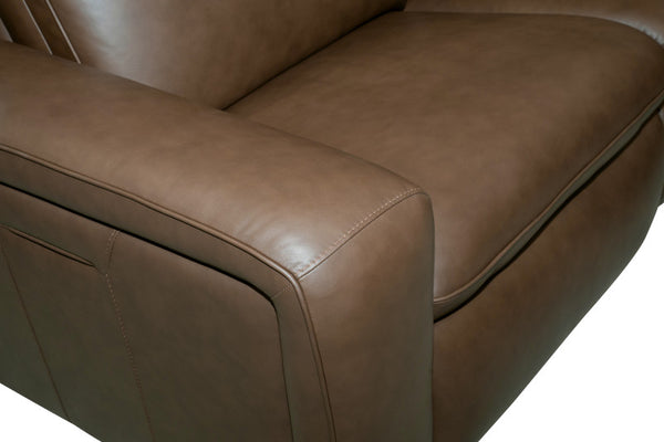 Flexsteel Sense Italian Leather 6-Piece Power Reclining Sectional with Console, Power Headrests, Lumbar & Pulse Immersive Audio in Espresso