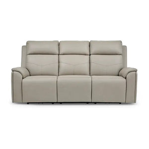 Flexsteel Vernon Triple Power Dove Grey Fabric Sofa with Power Headrest, Lumbar, Heat & Massage