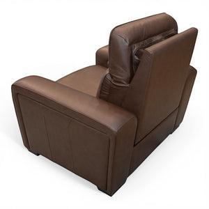 Flexsteel Sense Italian Leather Power Recliner with Power Headrest, Lumbar & Pulse in Espresso
