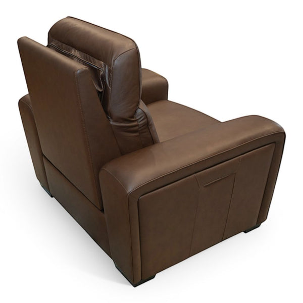 Flexsteel Sense Italian Leather Power Recliner with Power Headrest, Lumbar & Pulse in Espresso