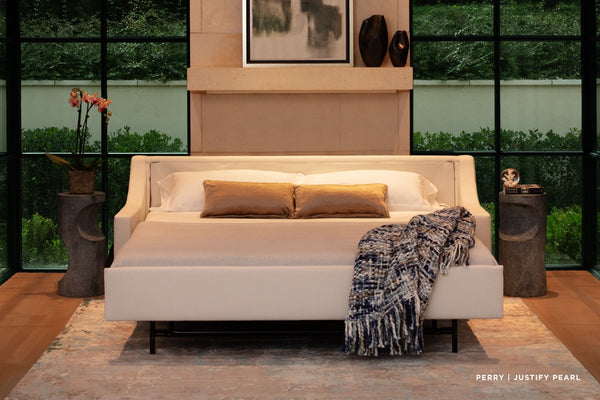 American Leather Perry Comfort Sleeper Queen Plus Size 3-Seat Sofa in Handwoven Beige