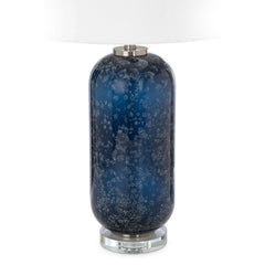 Seawinds Lux Lighting Tootsie Blue Glass Table Lamp with Crystal Base