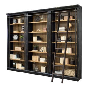 Martin Furniture Toulouse Aged Ebony Three Bookcases with Ladder Set