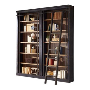 Martin Furniture Toulouse Aged Ebony Two Bookcases with Ladder Set