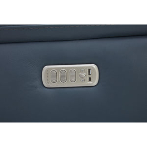 Flexsteel Sawyer Leather Swivel Glider with Power Headrest, Lumbar, Heat & Massage in Marine
