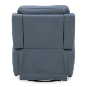 Flexsteel Sawyer Leather Swivel Glider with Power Headrest, Lumbar, Heat & Massage in Marine