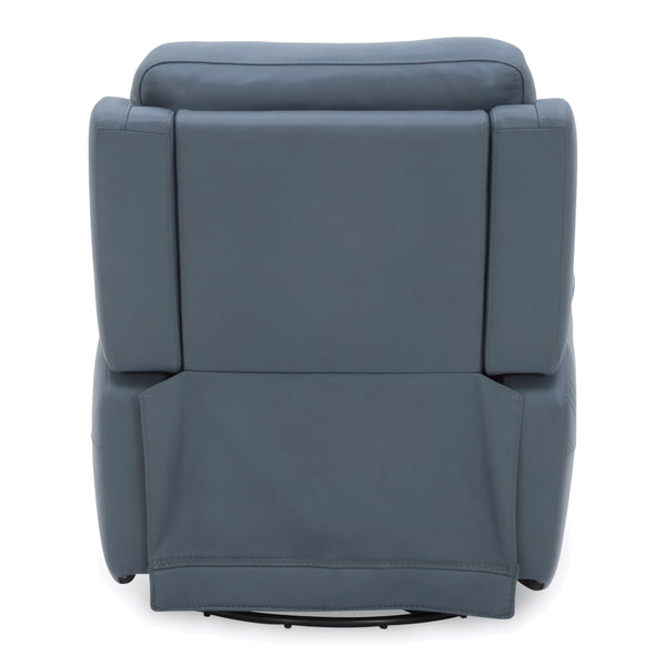 Flexsteel Sawyer Leather Swivel Glider with Power Headrest, Lumbar, Heat & Massage in Marine