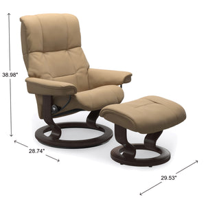 Stressless Mayfair Classic Base Small Chair & Ottoman in Paloma Sand