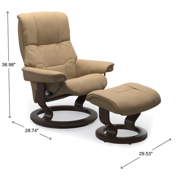 Stressless Mayfair Classic Base Small Chair & Ottoman in Paloma Sand