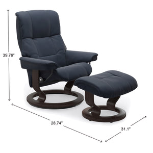 Stressless Mayfair Classic Base Medium Chair & Ottoman in Paloma Oxford Blue