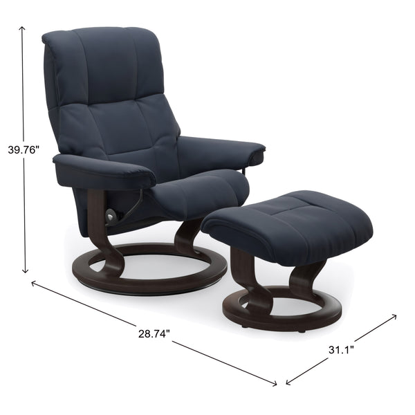 Stressless Mayfair Classic Base Medium Chair & Ottoman in Paloma Oxford Blue