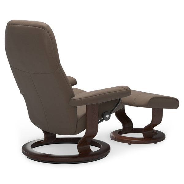 Ekornes Stressless Medium Consul Classic Base Chair & Ottoman in Batick Mole