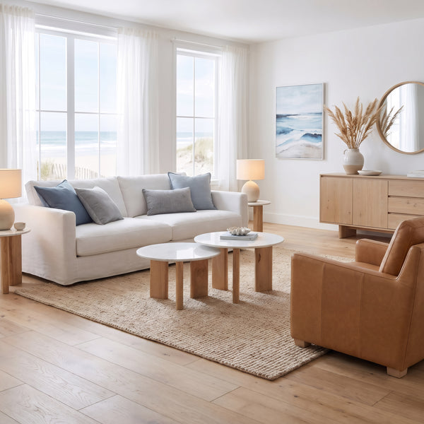 Dovetail Bryn 2-Piece Round Marble Nesting Coffee Table Set