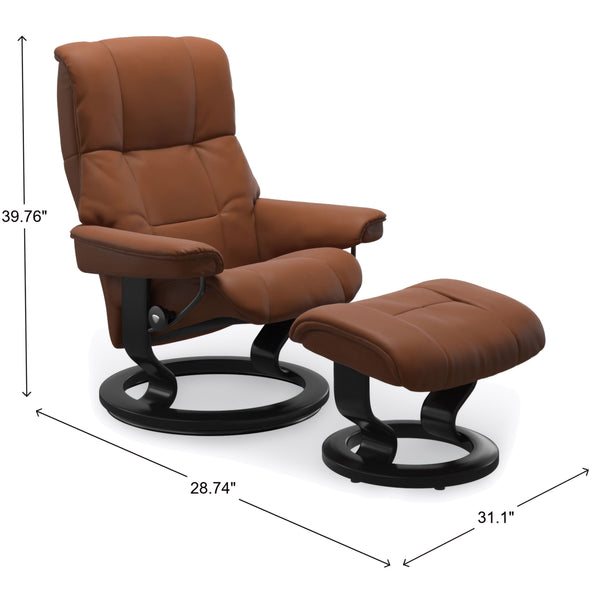 Stressless Mayfair Classic Base Medium Chair & Ottoman in Paloma New Cognac