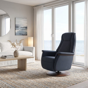 Stressless Max Medium Power Recliner in Paloma Oxford Blue