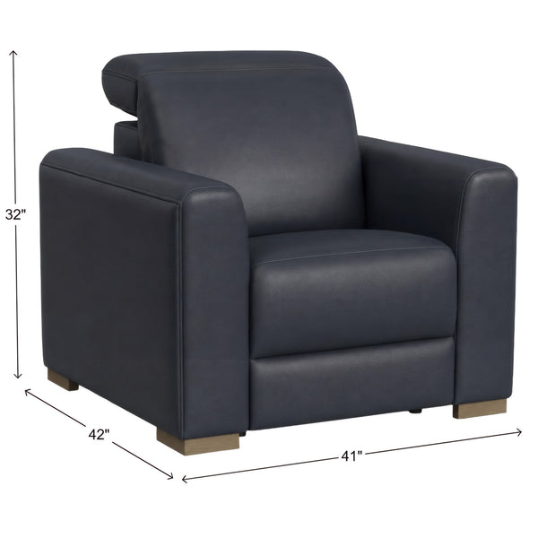 Flexsteel Aurora Leather Power Recliner with Power Headrest in Marine