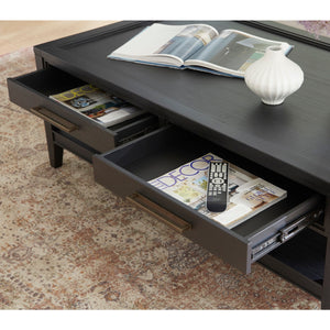 Aspenhome Camden 50-Inch Rectangular Cocktail Table in Domino Black