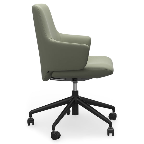 Ekornes Stressless Laurel Large Low Back Home Office Chair with Arms in Paloma Shadow Green