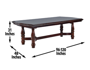 Steve Silver Antoinette 120-Inch 5-Piece Pedestal Dining Set With 24-Inch Leaf In Warm Brown Cherry